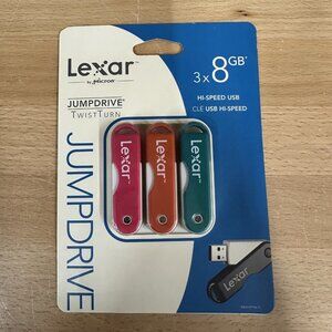 3 Pack Lexar JumpDrive Twist Turn 8GB Hi-Speed USB Flash Drive